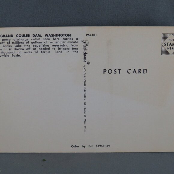Vintage Postcard - Grand Coulee Dam - Smith Western - Picture 2 of 4